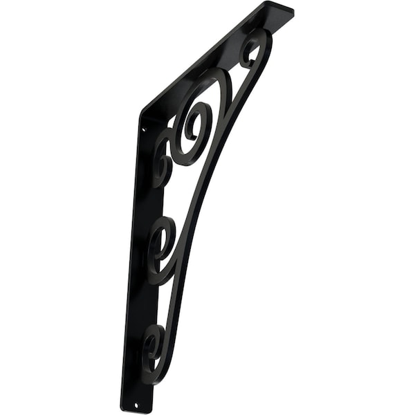 Ekena Millwork Tristan Wrought Iron Bracket, (Single center brace), Powder Coated Black 1 1/2"W x 10"D x 12"H BKTM01X10X12STN - main